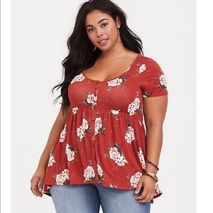 NWT TORRID Knit Babydoll Top Tunic 0 12 14 1X Plus